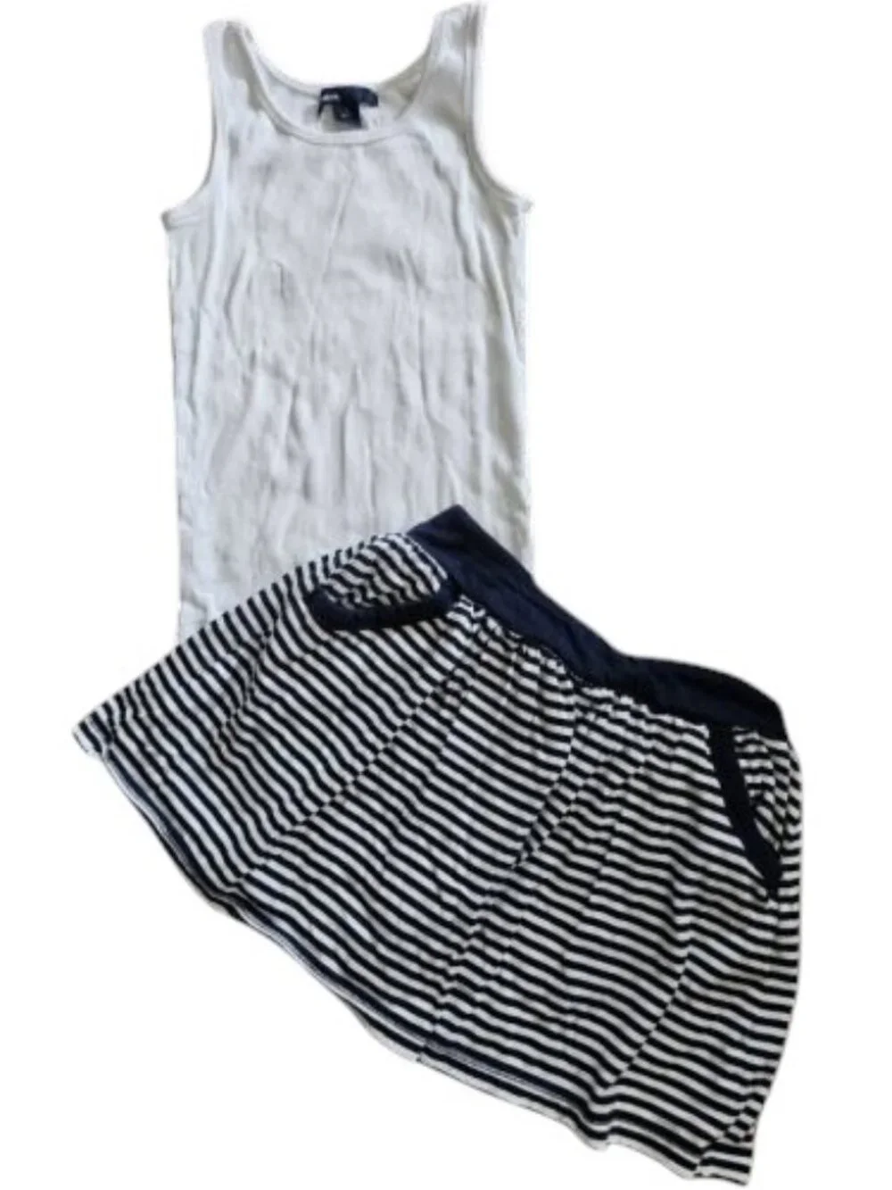 GAP White Ribbed Tank Top CARTER’S Blue Striped Skort Girls Size 6